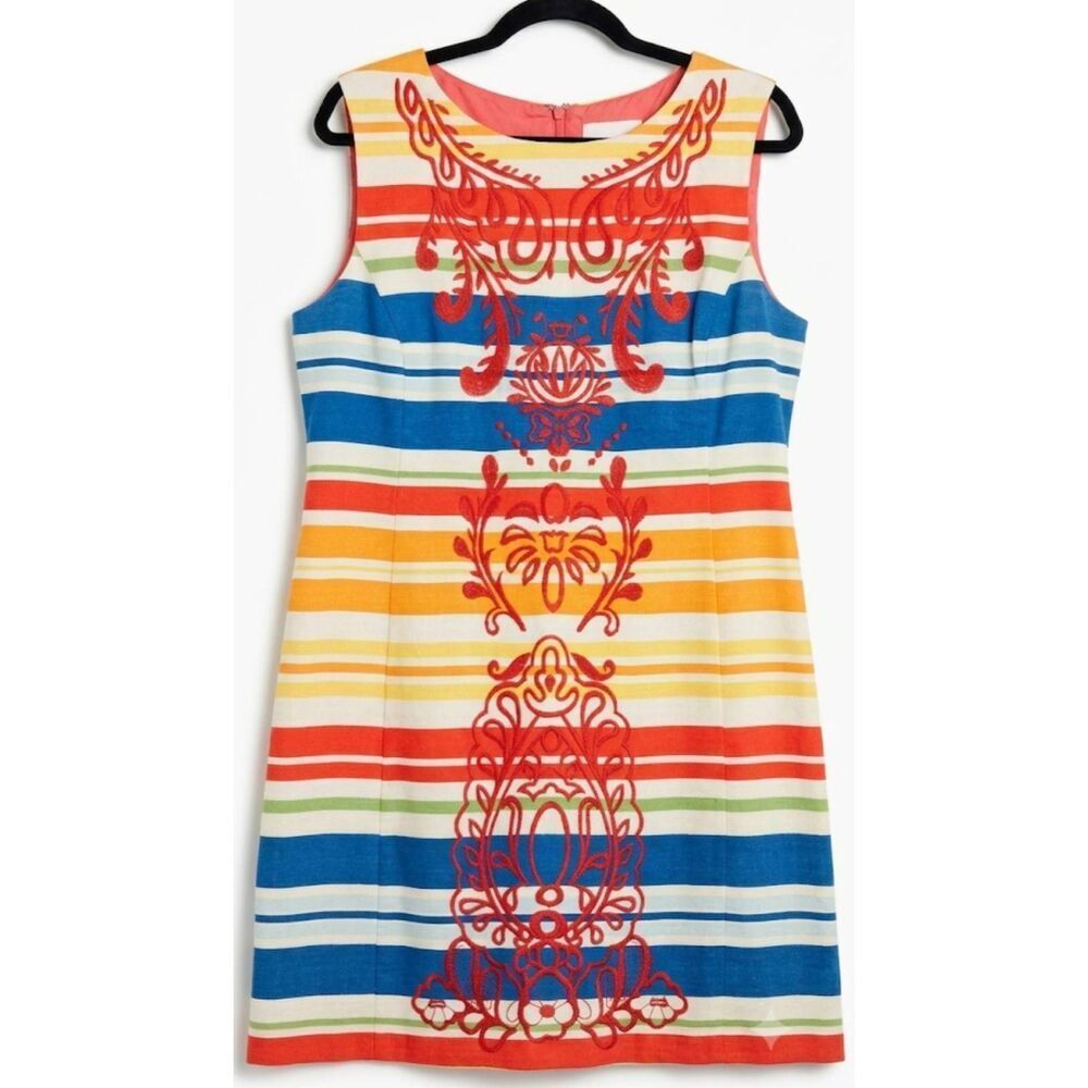 Tabitha womens size 14 sheath dress cobalt blue red Anthropologie